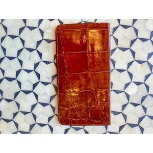 Genuine Alligator Leather Wallet In Rich Brown